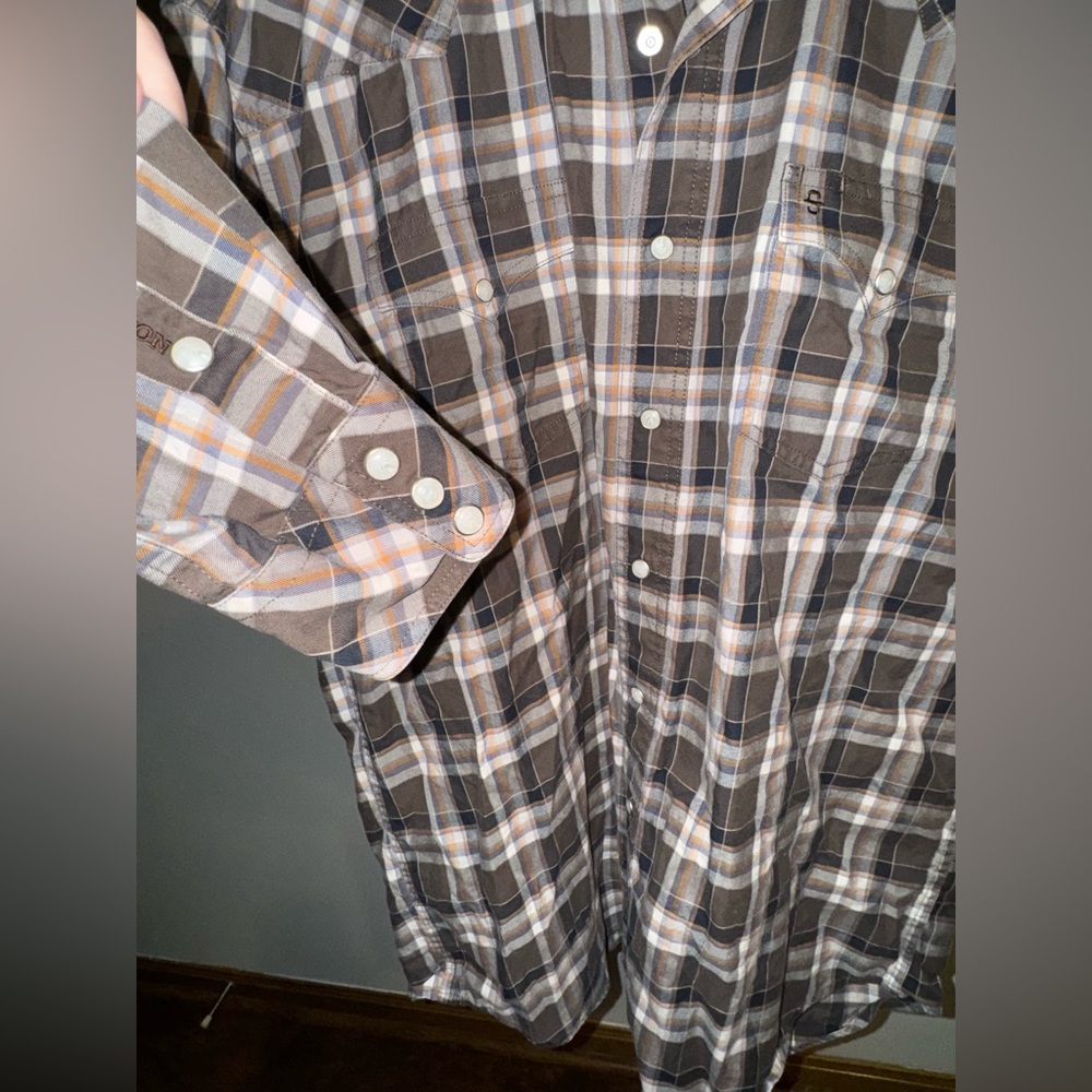 Stetson Long Sleeve Plaid Button Shirt Men’s Large - Picture 5 of 7